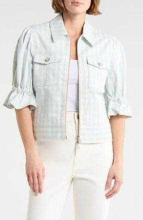 Cinq &agrave; Sept Holly Gingham Denim Jacket in Morning Sky/Light Plaster at Nordstrom Rack, Size X-Small