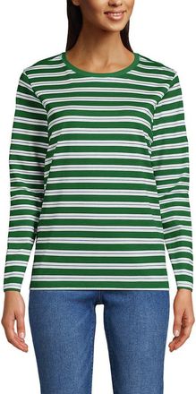 Lands End Supima Cotton Long Sleeve Crewneck T-Shirt in Vibrant Clover Multi Stripe at Nordstrom, Size X-Small P