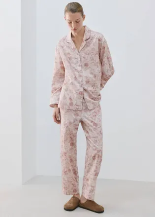 Mango Camicia pigiama stampa piping rosa - Donna - L - MANGO