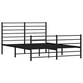 Berkfield Home Metal Bed Frame with Headboard & Footboard Black 120x200 cm | Size: Small Double