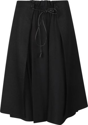 Moncler Wol en Gabardine Midi Rok - Dames - Rokken - Zwart - Maat: XS Wol