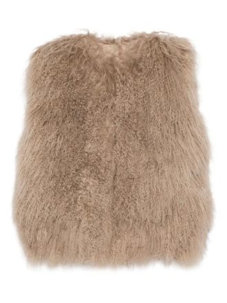 Halfboy shaggy-texture sleeveless coat - women - Polyester - S - Neutrals