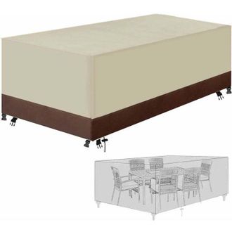 OEM Funda Protectora Para Muebles De Jard&iacute;n Fabricada En Tejido Oxford 420d, Impermeable, Con Cordones Ajustables Y Hebillas De Cierre (beige Y Marr&oacute;n, 13