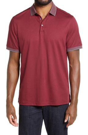 Nordstrom Short Sleeve Tipped Polo in Burgundy Tannin at Nordstrom, Size Medium