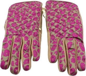 Mulberry Pre-owned Dierenprint Handschoenen - Dames - Vintage Accessoires - Roze - ONE Size - Leer - Vintage