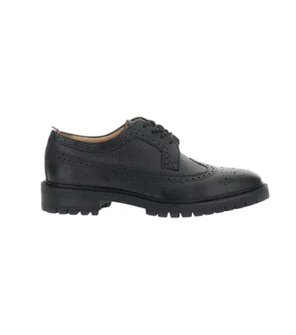 Thom Browne Black Embroidered Lace Up Shoes