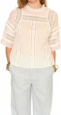 Mkt studio Carolina Ruffled Sleeves Blouse In White