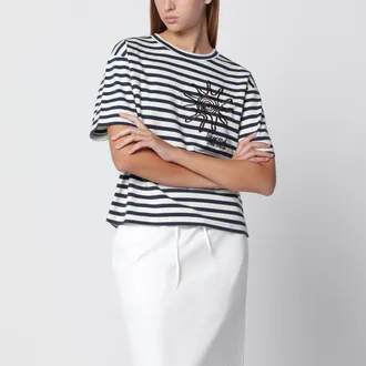Max Mara White/blue striped cotton jersey T-shirt