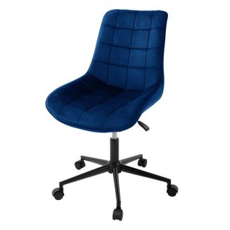 ML Design Silla con ruedas de terciopelo azul