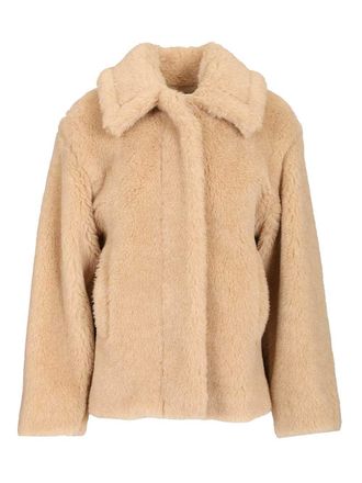 Max Mara Tritone Short Teddy Single Breast Coat Coats Bianco-Donna