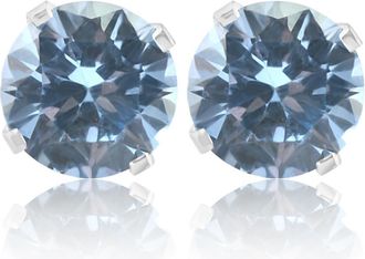 Pompeii3 1Ct TW Blue Topaz Studs in 10k White or Yellow Gold