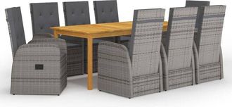 vidaXL Juego De Comedor Para Jard&iacute;n 9 Piezas Gris Vidaxl