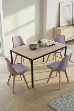 Regalos Miguel Mesas Comedor - Mesa Black Rectangular Dino 120x60 Cm - Madera Natural