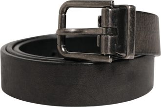 Dolce & Gabbana Men Black Classic Leather Metal Buckle Mens Belt (Pre-Owned)
