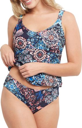 Tribal Aruba Under The Sea Tankini Reversible 2 Piece Swimsuit In Navy
