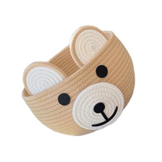 OEM Cesta Tejida De Algod&oacute;n Suave Con Dise&ntilde;o De Oso - Caqui1
