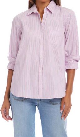 Karen Kane Striped Button Up Blouse In Pink