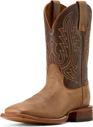 Ariat Mens County Roads Wide Square Toe Western Boots in Wheat Tan Santa Fe Brown, D Medium Width, Size 10.5, by Ariat