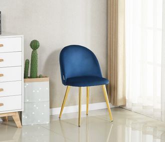 Life Interiors Set of 4 Lucia Ergonomic Velvet Dining Chairs with Wooden Legs, Modern Upholstered Accent Chair in Royal