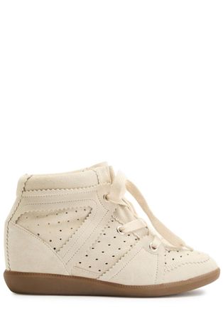 Isabel Marant Bobby 50 Perforated Suede Wedge Sneakers - Off White - 41 (IT41/ UK8)