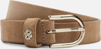 HUGO BOSS Womens Double B Monogram Suede Belt - Cream - Size: 26 inch