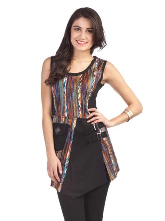 Papillon Thread Applique Angle Hem Dress In Black