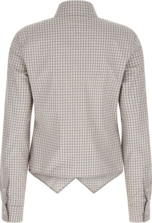 Maison Margiela Check Cotton with Pointed Hem Shirt - Beige