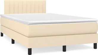 vidaXL Cama Box Spring Con Colch&oacute;n Y Luces Led Tela Crema 120x190 Cm Vidaxl