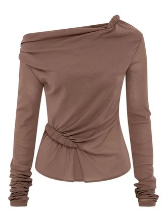Paris Georgia Croissant long-sleeve knot-detail top - Brown