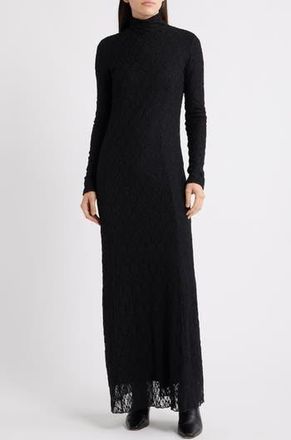 Rag & Bone Ellie Lace Long Sleeve Turtleneck Maxi Dress in Black at Nordstrom Rack, Size X-Small