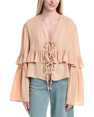 WeWoreWhat Weworewhat Ruffle Tie-Front Top