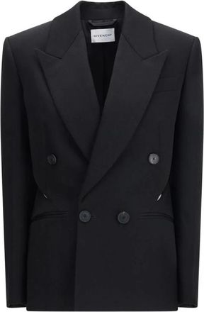 Givenchy Double-breasted Slashed Jacket - Dames - Blazers - Zwart - XS - Wol - Jassen