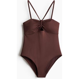 H&M Padded-cup Swimsuit in Dark Brown at Nordstrom, Size X-Small