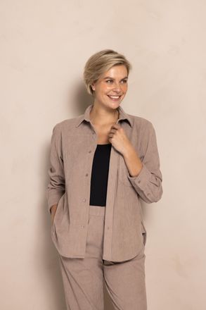 Zhrill Hemdbluse ZHRILL ZHTJURA, Damen, Gr. XL, taupe, Web, Obermaterial: 100% Polyester, figurumspielend, 1-Knopf-Manschette, Blusen Hemdbluse, mit feiner C