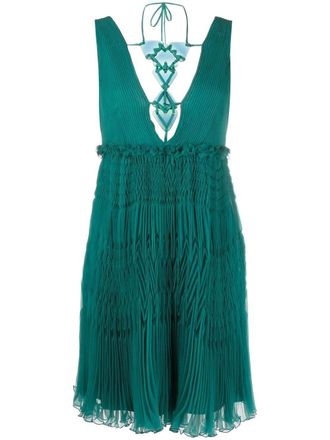 Alberta Ferretti V-neck silk dress - women - Silk/Recycled Spandex/Acetate/Silk - 40 - Green
