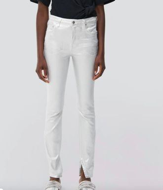 Jonathan Simkhai Rae High Rise Coated Jeans In Silver