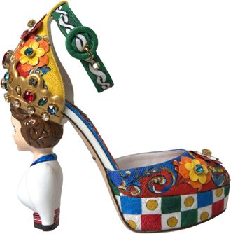 Dolce & Gabbana Multicolor Carretto Embellished Sandals Womens Shoes
