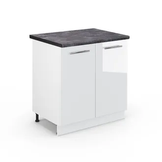 Vicco Armario Bajo Para Fregadero Fame-line, Blanco Alto Brillo, 80 Cm, Et Antracita Vicco