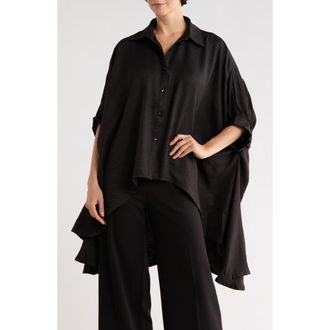 Patrizia Luca Oversized Button-Up Top in Black at Nordstrom Rack