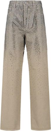 Golden Goose Straight-Leg Jeans With Rhinestones - Beige