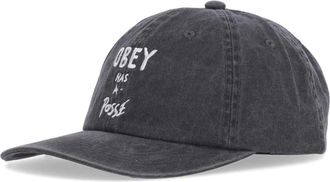 Obey Gebogen klep zwarte katoenen pet - unisex - Petten - Zwart - ONE Size - Katoen - Accessoires