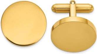 Diamond2Deal Stainless Steel Polished Yellow IP-plated Circle Cuff Links