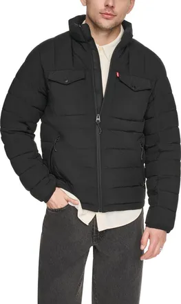 Levi's Stand Collar Puffer Jacket in Black at Nordstrom, Size Xx-Large