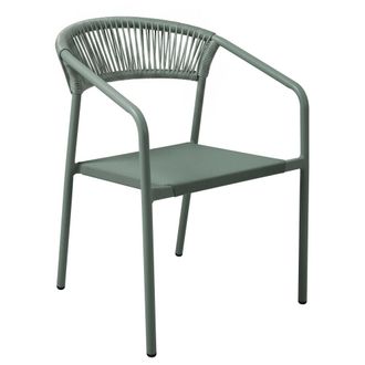 Oviala Silla de jard&iacute;n de aluminio y rat&aacute;n sint&eacute;tico con reposabrazos verdes