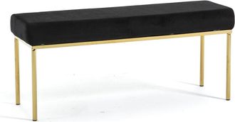 Siediti Fuori e Dentro Banco decorativo de terciopelo negro con patas doradas