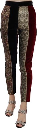 Dolce & Gabbana Multicolor Jacquard Cropped Tapered Broek - Dames - Slim Fit Broeken - Veelkleurig - XS - Broeken