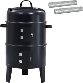 vidaXL Parrilla Al Aire Libre &Oslash; 40 X 80 Cm Acero Negro Vidaxl