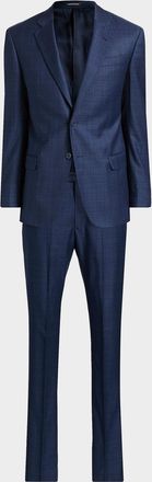 Emporio Armani Windowpane Plaid Single-Breasted Wool Suit