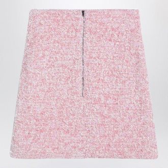 Balenciaga Womens Pink Cotton Blend Tweed Mini Skirt - Size Small