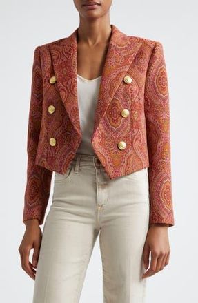L'agence Lila Paisley Boxy Blazer in Burnt Orange Umber Paisley at Nordstrom Rack, Size 14